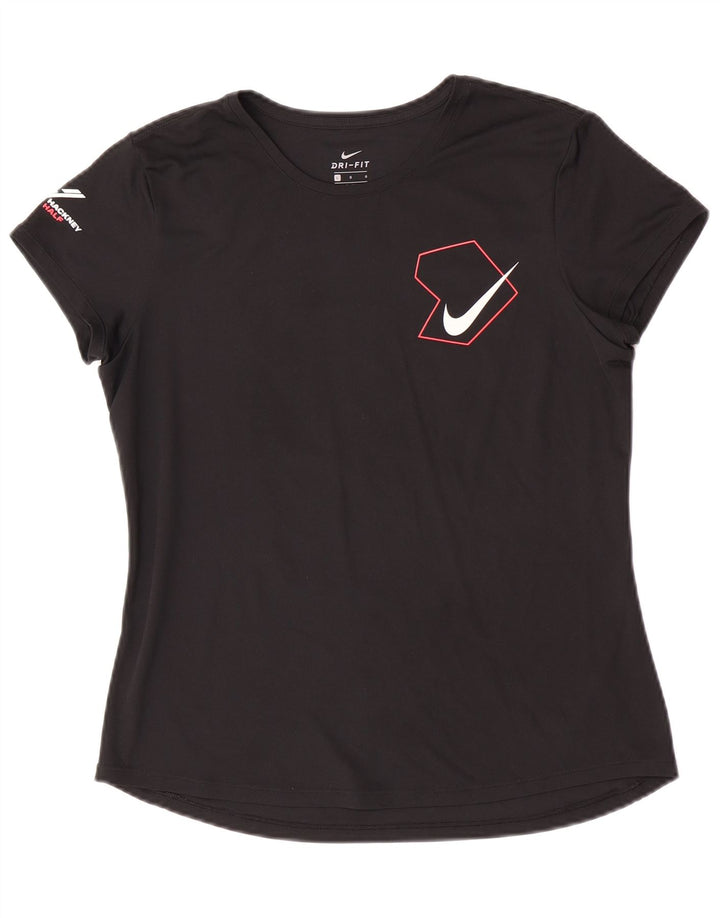 T-shirt grafica Nike Dri Fit da donna, taglia UK 16, grande, poliestere nero