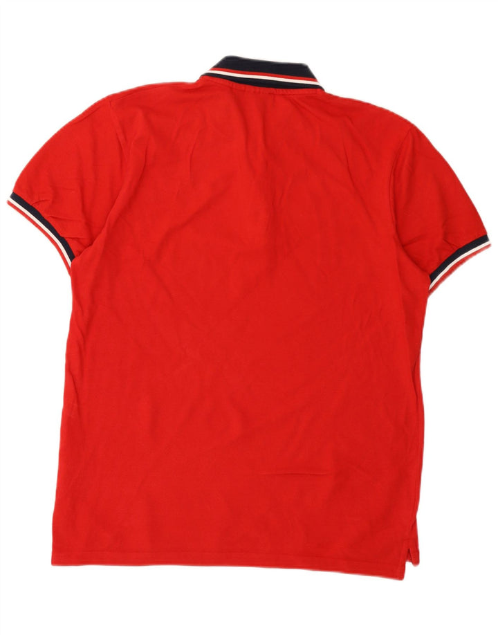 Polo da uomo Fila in cotone color block rosso medio