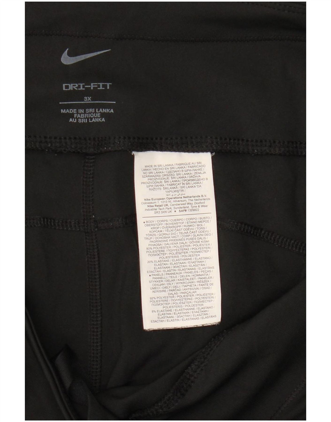 Leggings Nike Dri Fit Capri da donna UK 22 3XL poliestere nero