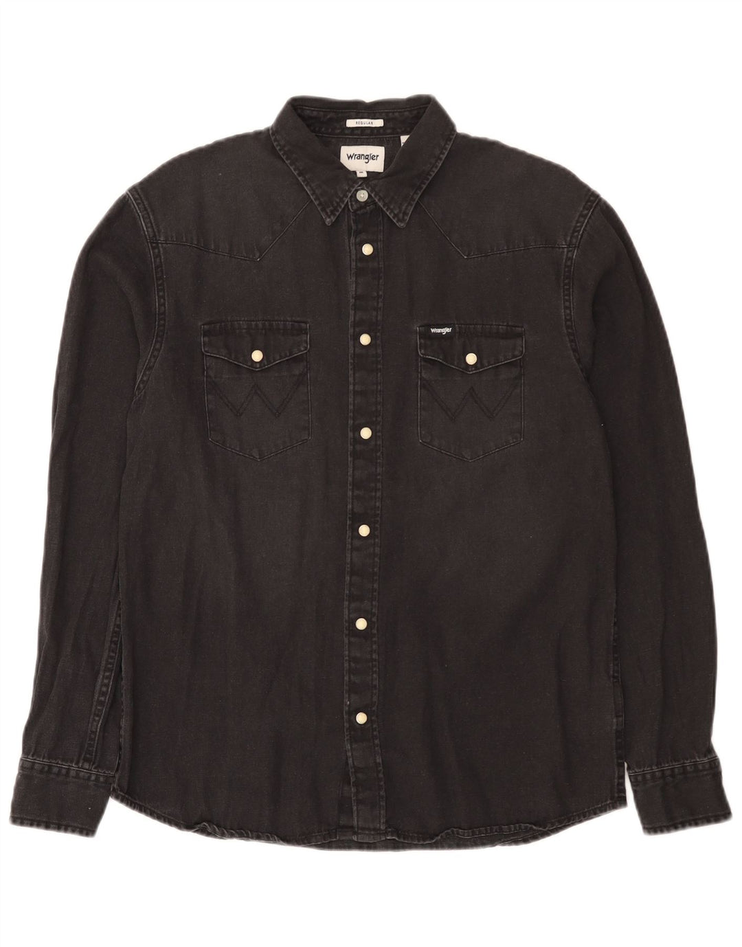 Camicia di jeans Wrangler Western Regular Fit da uomo in cotone nero medio