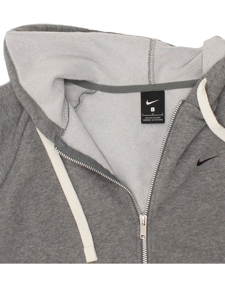 NIKE Womens Oversized Zip Hoodie Sweater UK 16 Large Grey Colourblock Vintage Nike and Second-Hand Nike from Messina Hembry 