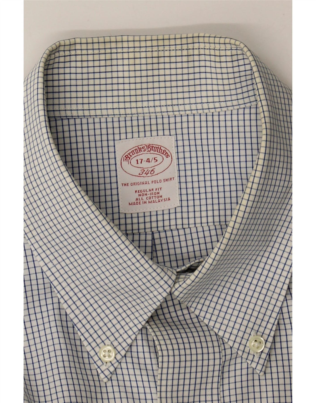 BROOKS BROTHERS Mens 346 Regular Fit Shirt Size 17 4/5 XL Blue Check Vintage Brooks Brothers and Second-Hand Brooks Brothers from Messina Hembry 