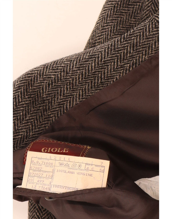 Giole Giacca Blazer 2 Bottoni Uomo IT 56 3XL Lana Vergine Spinata Grigia