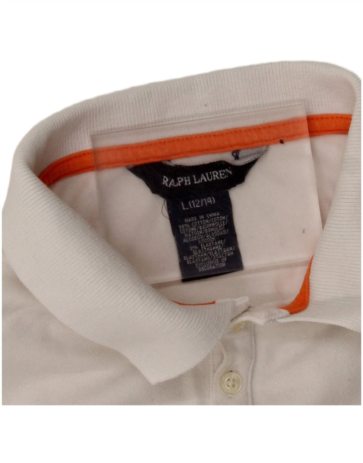 Polo Bambina RALPH LAUREN 12-13 Anni Large Cotone Bianco