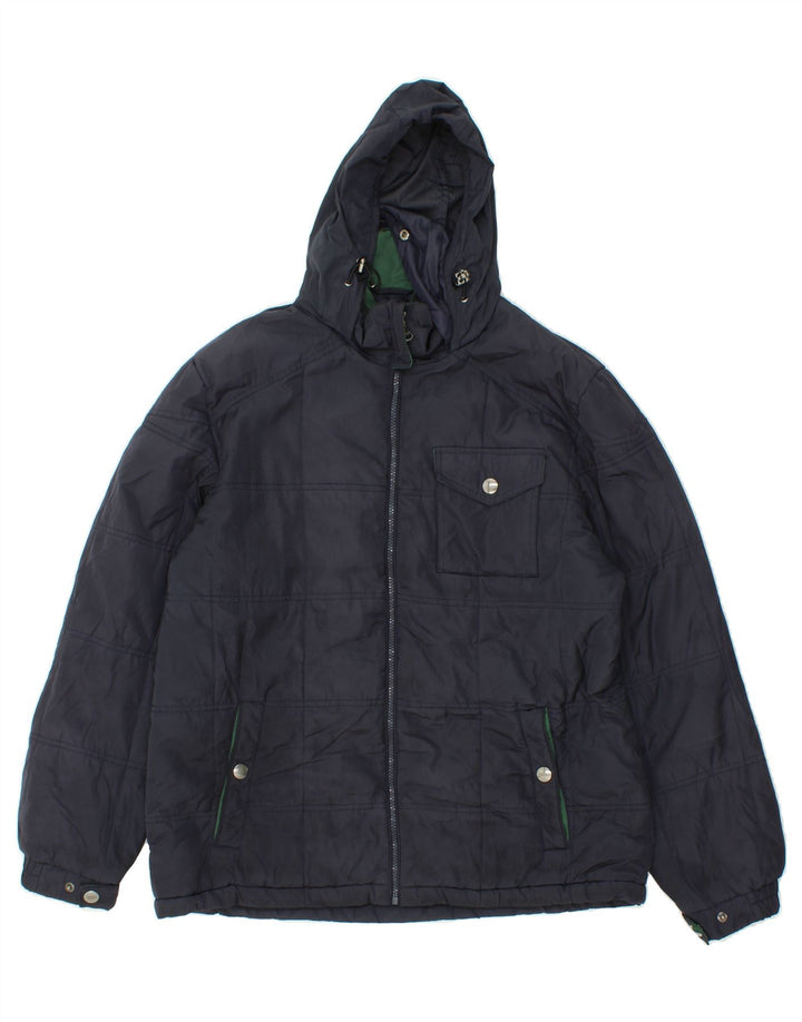 IZOD Womens Hooded Windbreaker Jacket UK 16 Large Navy Blue Polyester Vintage Izod and Second-Hand Izod from Messina Hembry 
