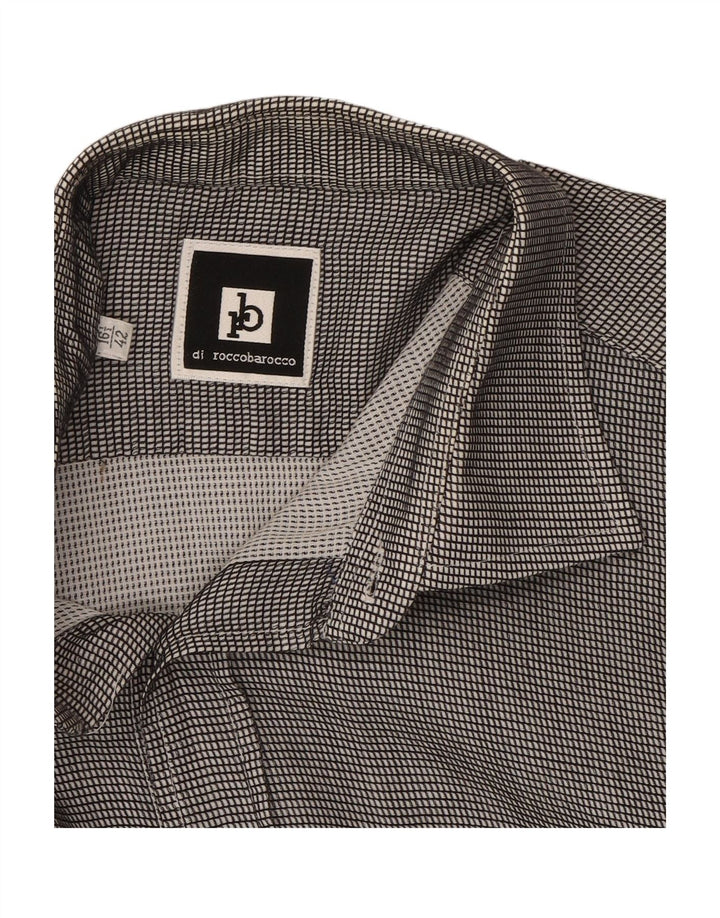 ROCCOBAROCCO Mens Shirt Size 42 16 1/2 Large Grey Check Cotton