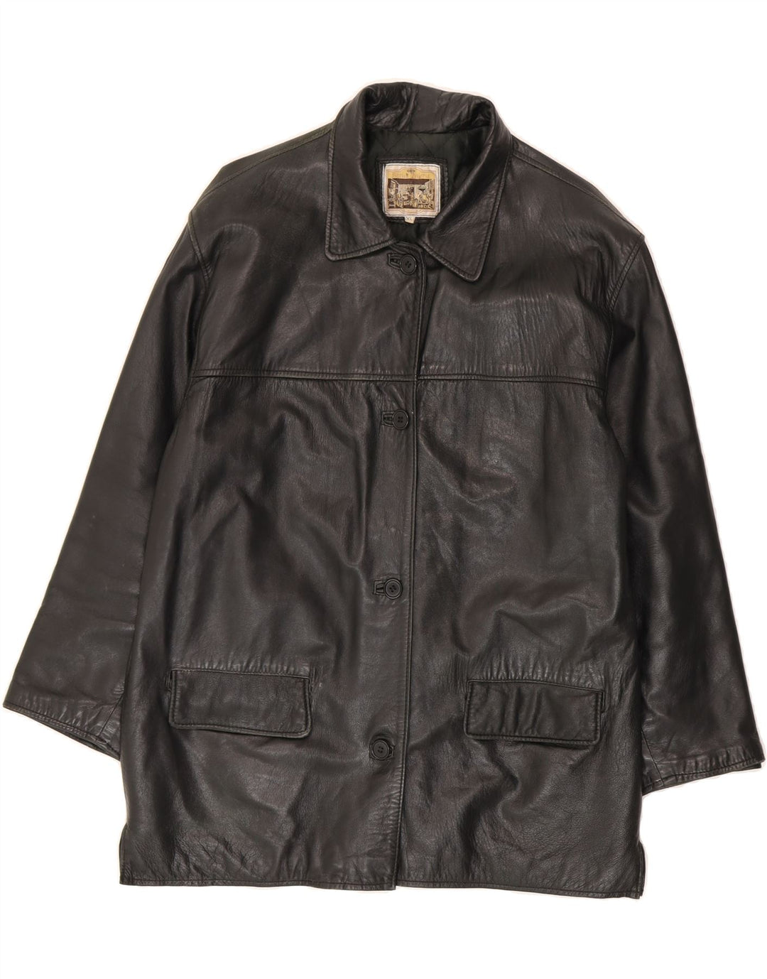 ANTICA PELLERIA Womens Leather Jacket UK 18 XL Black Leather Vintage Antica Pelleria and Second-Hand Antica Pelleria from Messina Hembry 