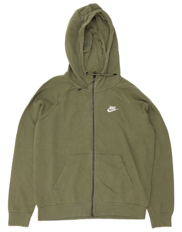 Felpa con cappuccio e zip Nike da uomo in cotone verde medio