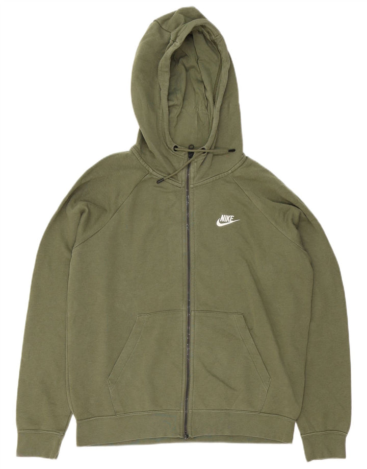 Felpa con cappuccio e zip Nike da uomo in cotone verde medio