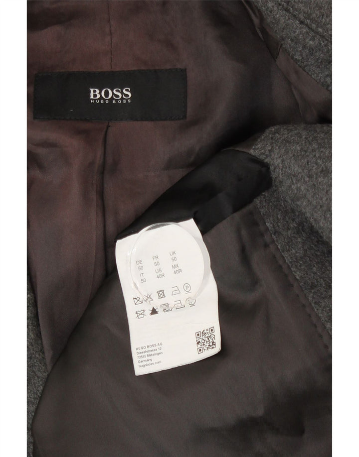 Cappotto da uomo Hugo Boss EU 50 grande lana vergine grigia