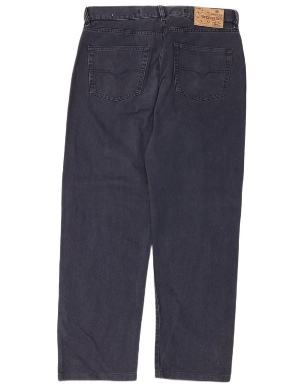 Pantaloni casual dritti da uomo Diesel W36 L30 in cotone blu navy