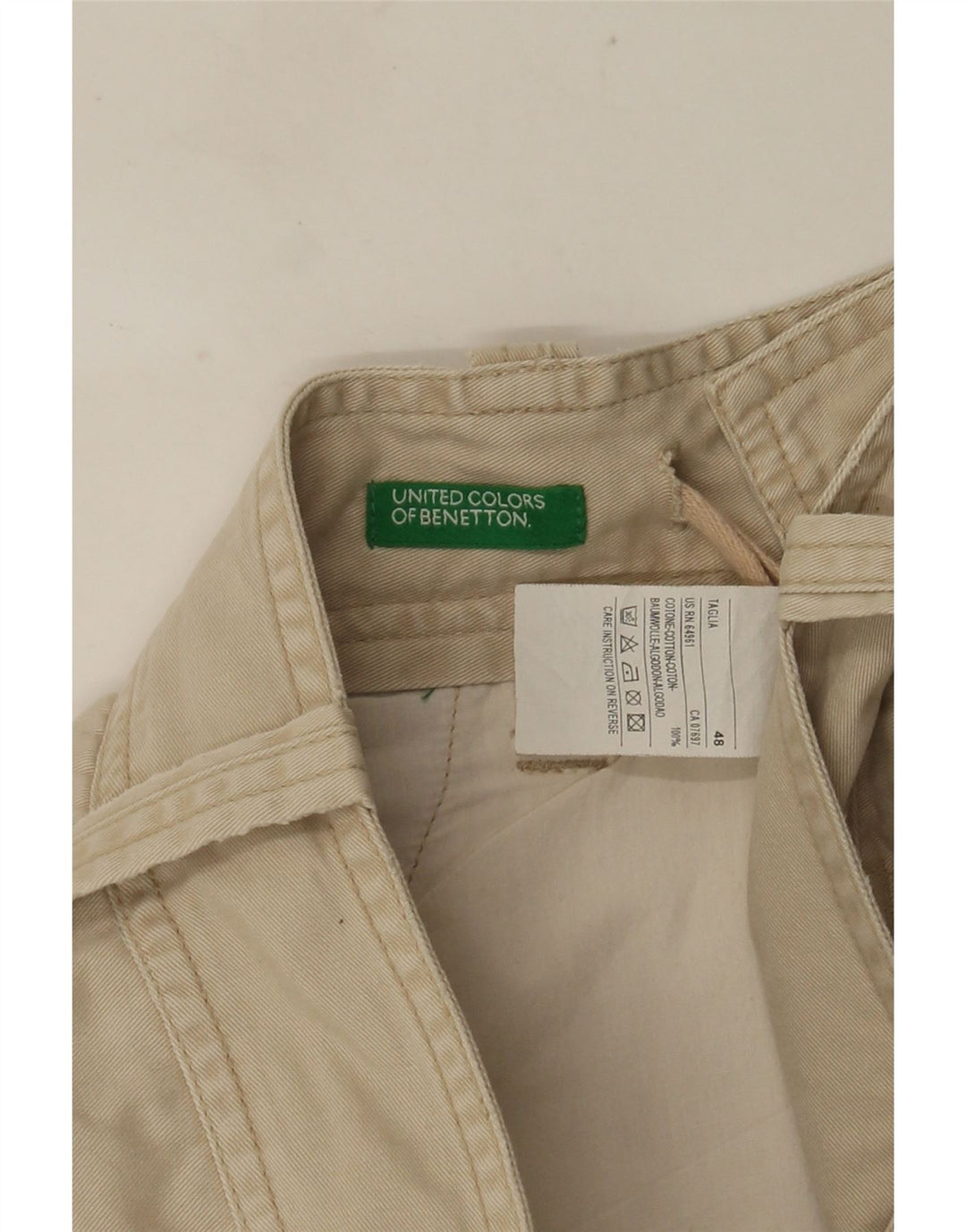 Pantaloncini cargo da uomo Benetton IT 48 Medium W36 Cotone Beige