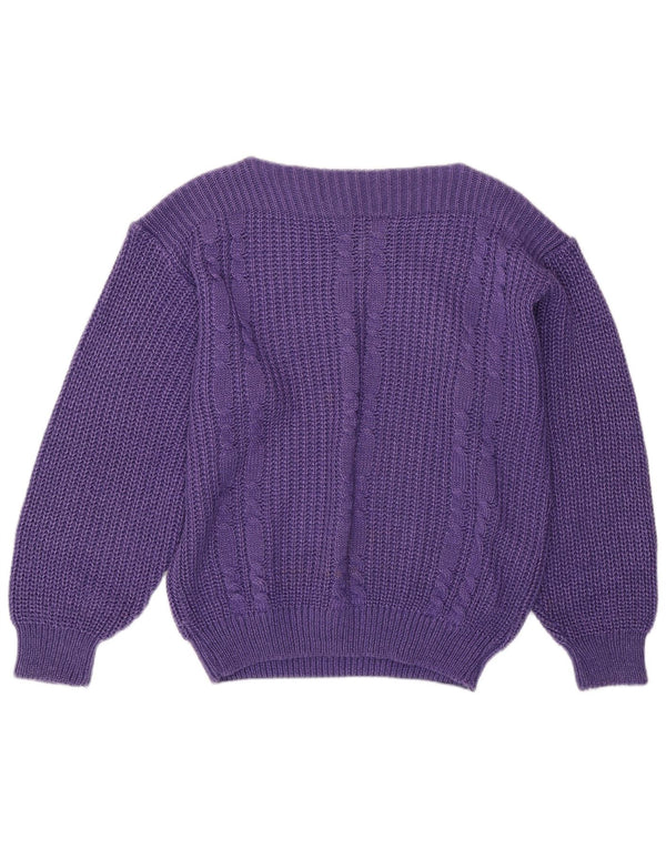 Maglione maglione con scollo a barca da donna VINTAGE EU 40/42 Acrilico viola medio