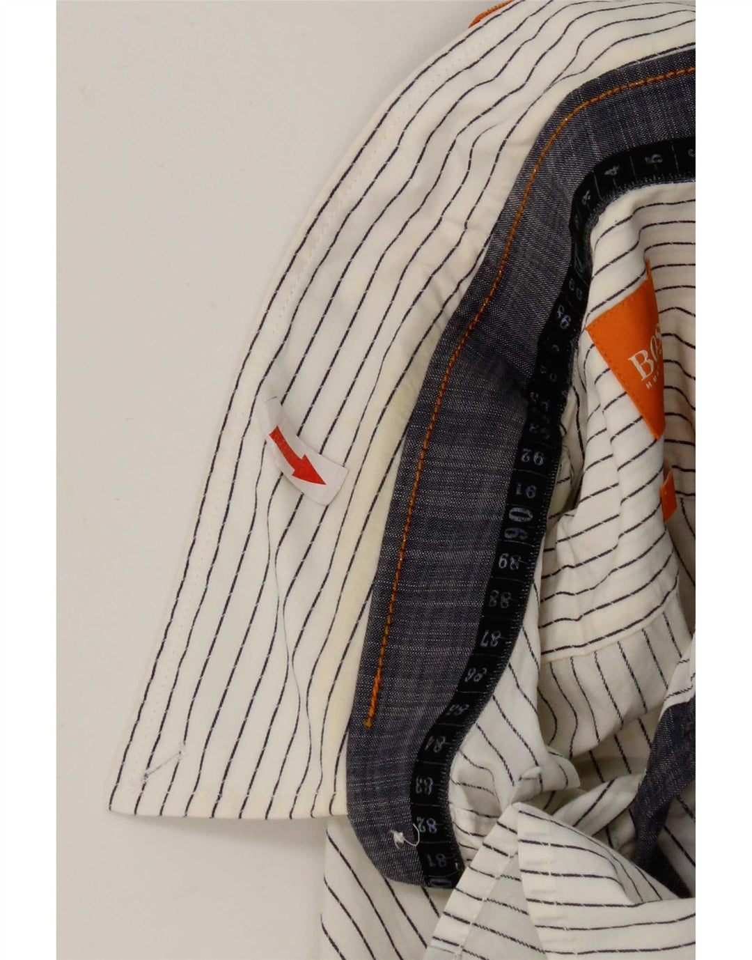 Camicia slim fit da donna Hugo Boss in cotone gessato bianco medio