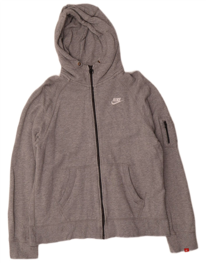 Felpa con cappuccio e zip Nike da uomo, grande, in cotone grigio