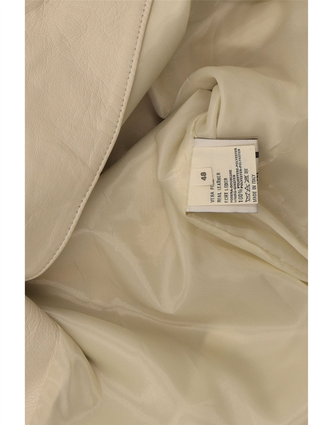 VINTAGE Womens Leather Jacket IT 48 XL Beige Leather Vintage Vintage and Second-Hand Vintage from Messina Hembry 