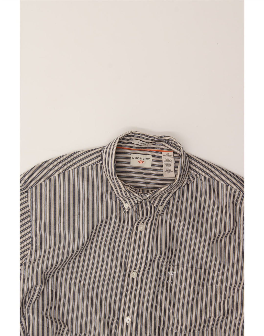 DOCKERS Mens Classic Fit Shirt Large Grey Striped Cotton Vintage Dockers and Second-Hand Dockers from Messina Hembry 