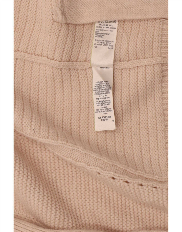 Maglione cardigan aperto da donna Marks & Spencer UK 16 grande acrilico beige