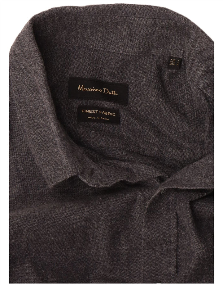 Camicia da uomo Massimo Dutti grande spina di pesce grigia