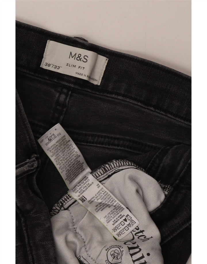 Jeans slim da uomo Marks & Spencer W38 L33 cotone grigio