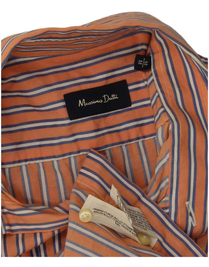 Camicia da uomo a maniche corte Massimo Dutti in cotone a righe arancione medio
