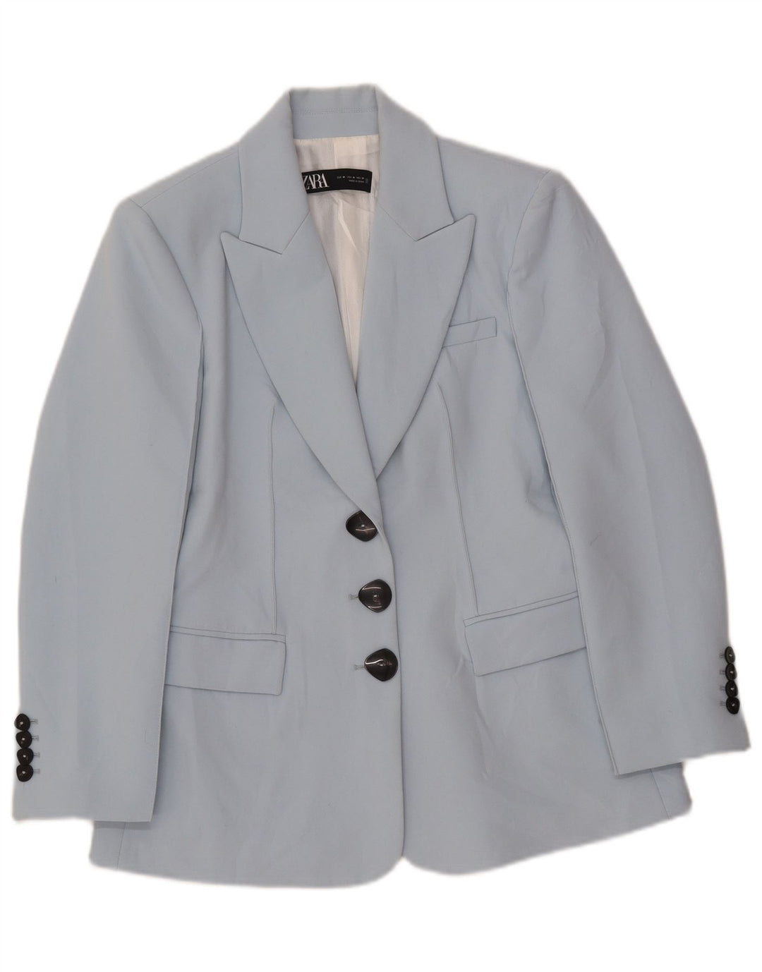 Giacca blazer a 3 bottoni da donna Zara UK 12 poliestere blu medio