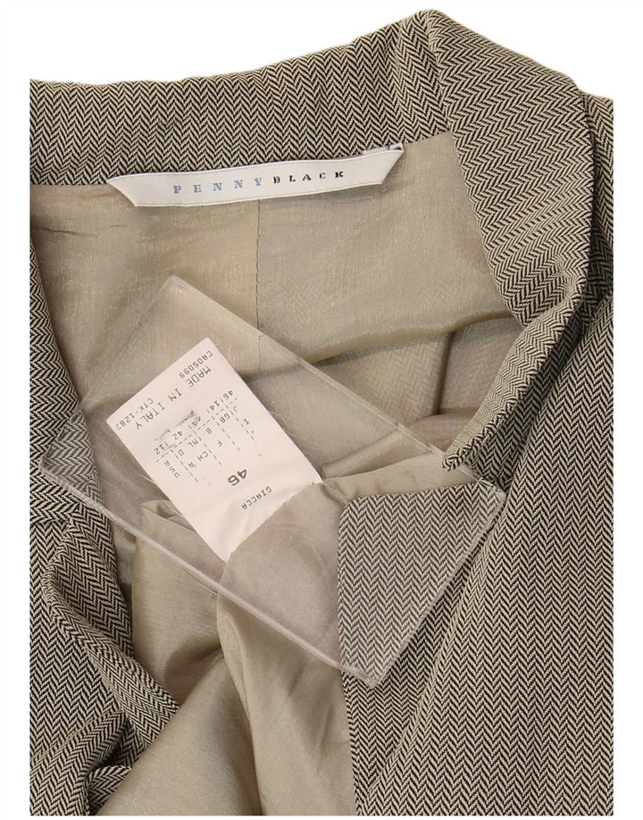 Giacca blazer a 3 bottoni da donna Penny Black UK 14 grande spina di pesce grigia