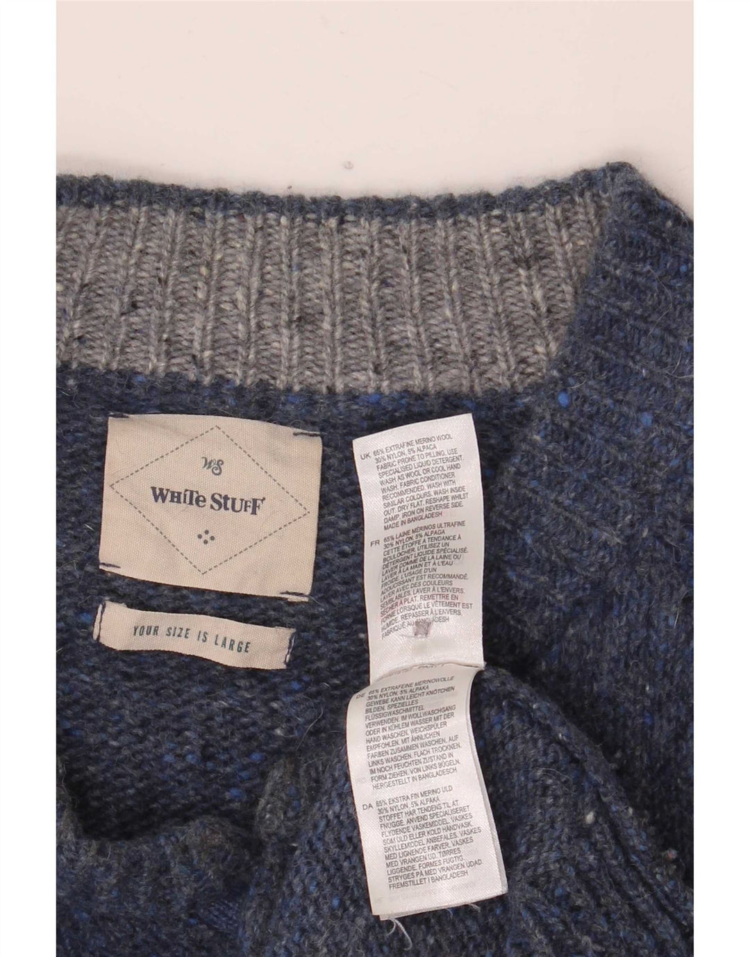 Maglione da uomo con collo abbottonato di White Stuff, grande blu navy screziato