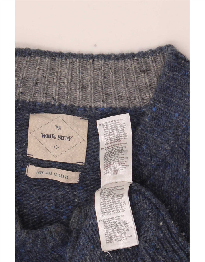 Maglione da uomo con collo abbottonato di White Stuff, grande blu navy screziato