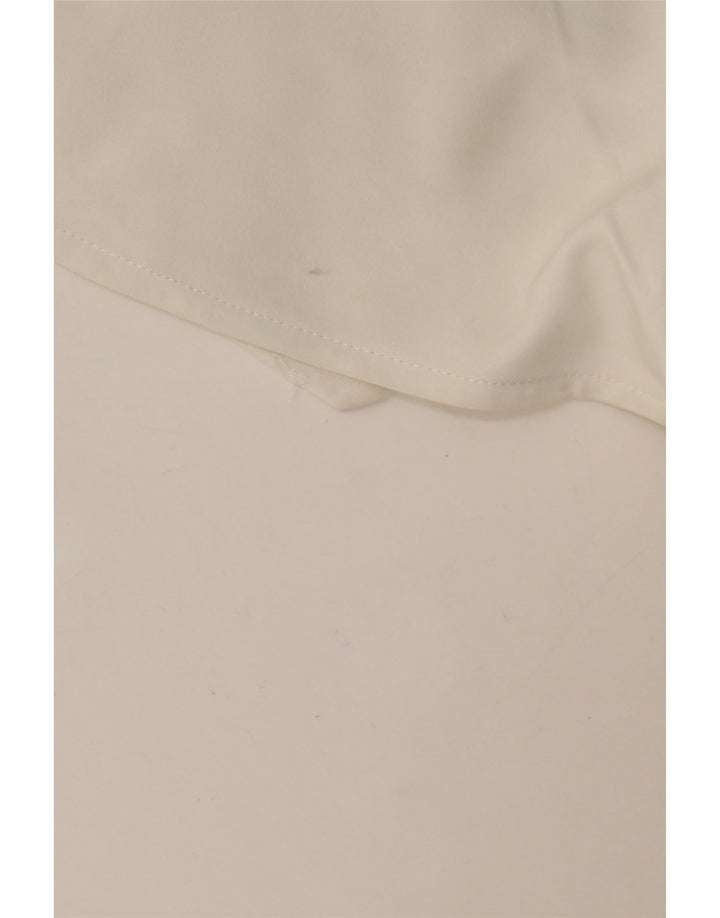 Pantalone ZARA Donna UK 12 Medio Bianco