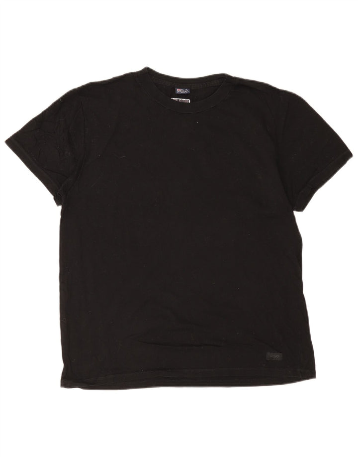 T-shirt Fila da uomo Top in cotone nero medio