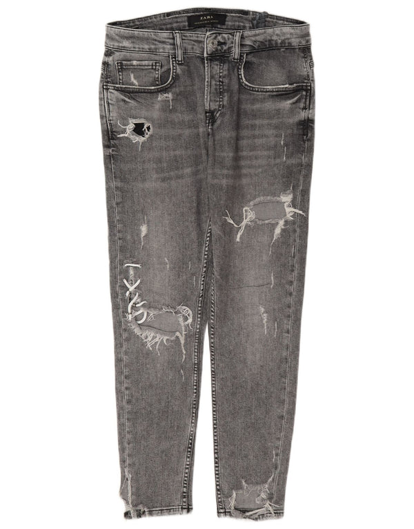 Jeans skinny effetto consumato Zara da uomo EU 40 medio W31 L28 cotone grigio