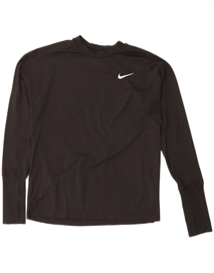 Nike Dri Fit Top oversize da donna a maniche lunghe UK 10 Small Nero Poliestere