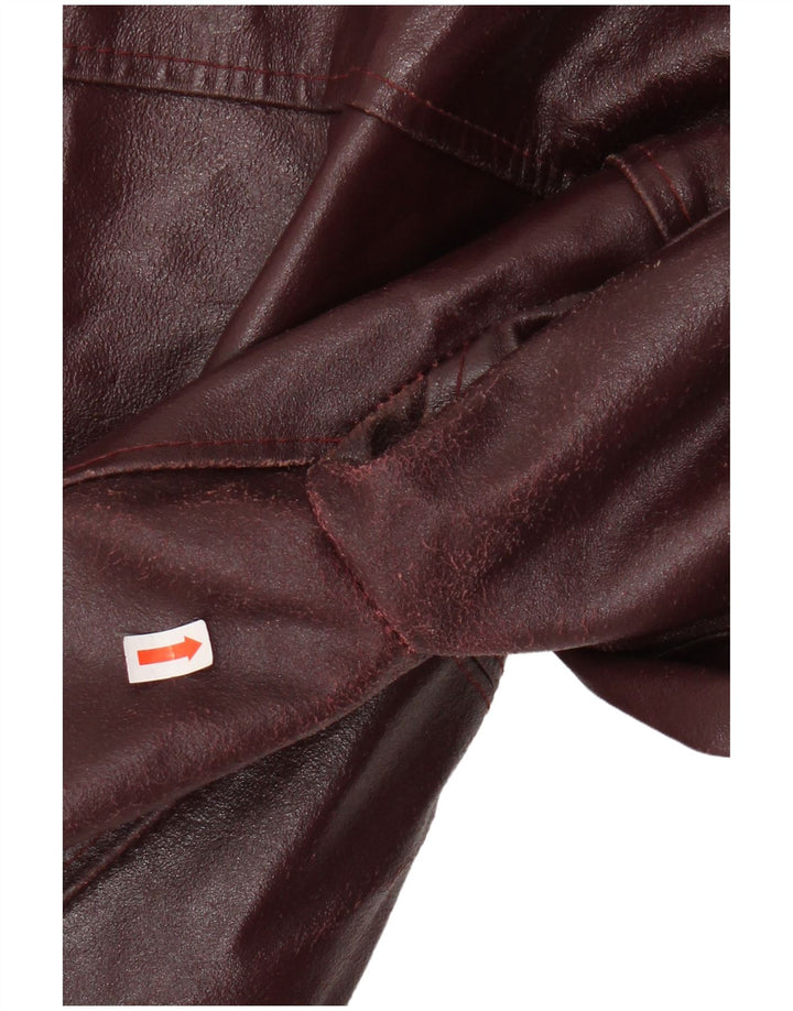 PER FAVORE Giacca in pelle da donna UK 12 Borgogna media