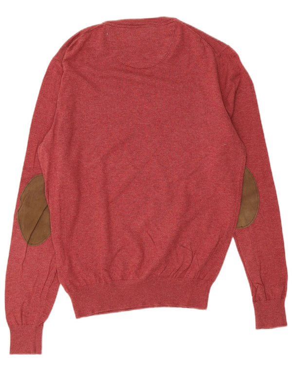 Maglione da uomo con scollo a V Massimo Dutti in cotone bordeaux medio
