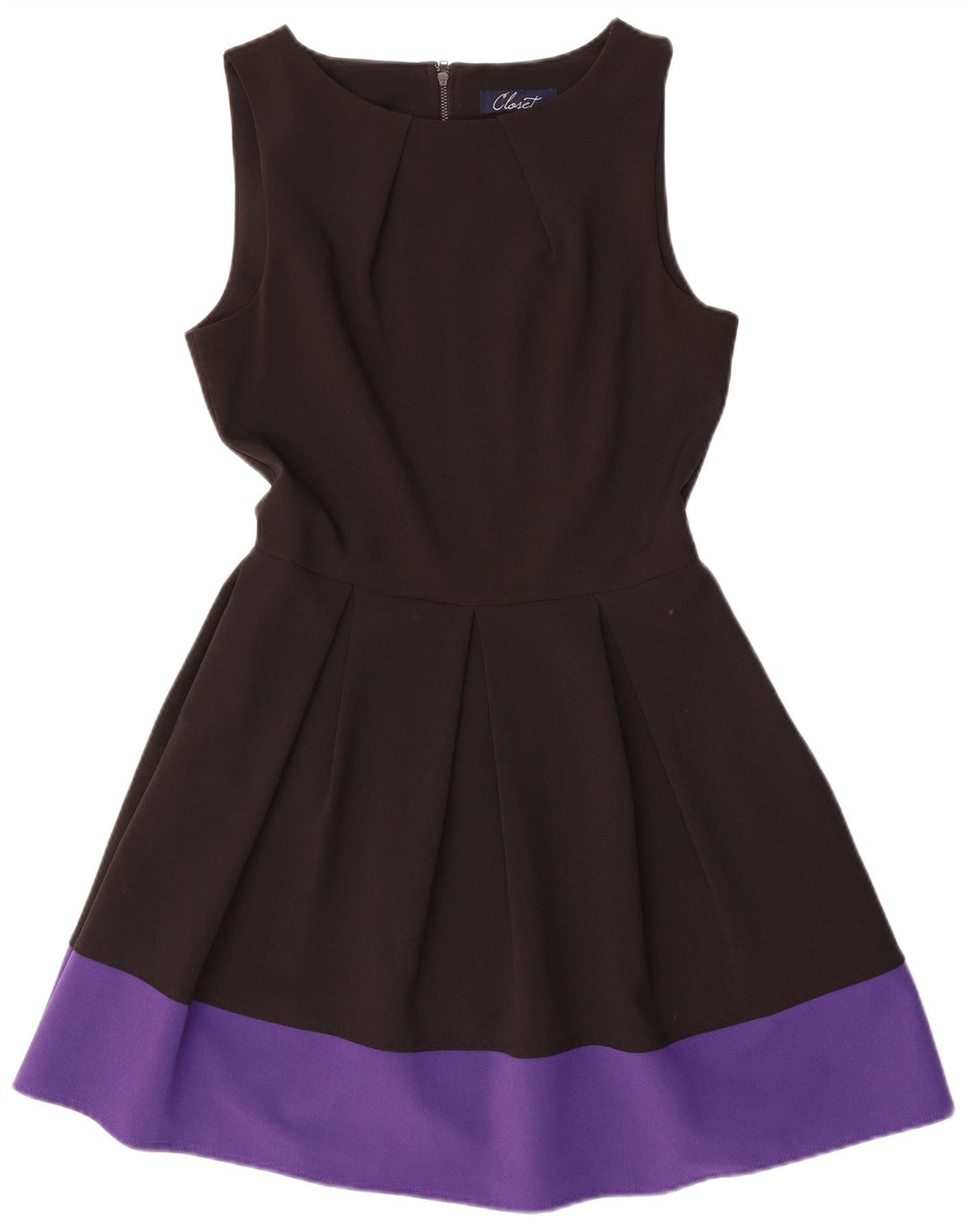 CLOSET Abito da donna senza maniche a trapezio UK 12 Medium Black Colourblock