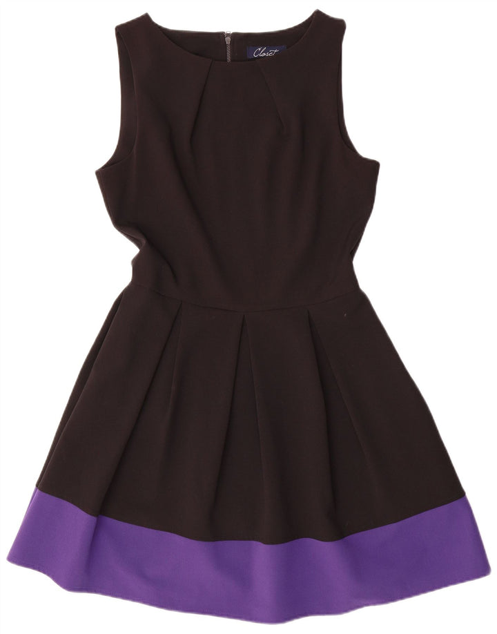 CLOSET Abito da donna senza maniche a trapezio UK 12 Medium Black Colourblock