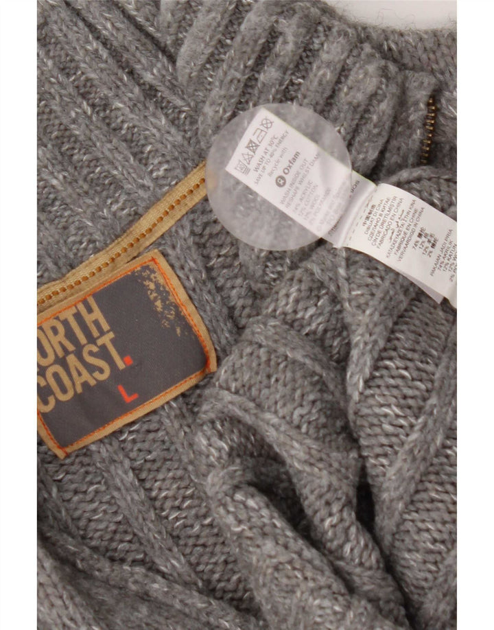 Maglione da uomo Marks & Spencer con zip e collo grande in acrilico chiazzato grigio