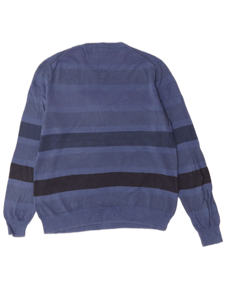 Maglione Kappa da uomo girocollo in cotone a righe piccole blu