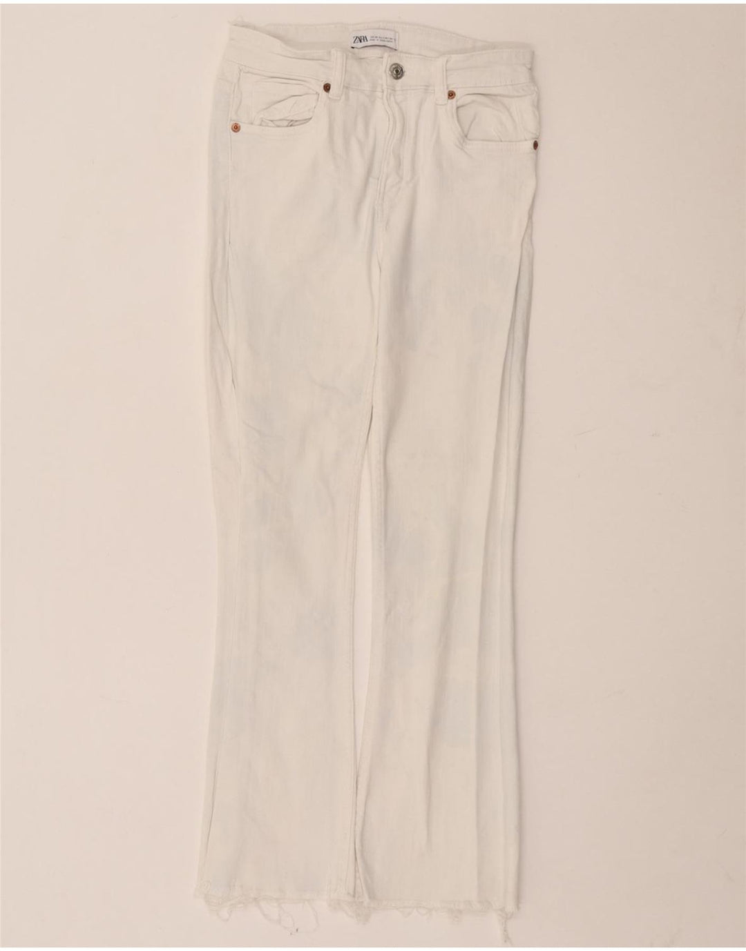 Jeans Bootcut da donna Zara EU 34 2XS W24 L26 Cotone bianco