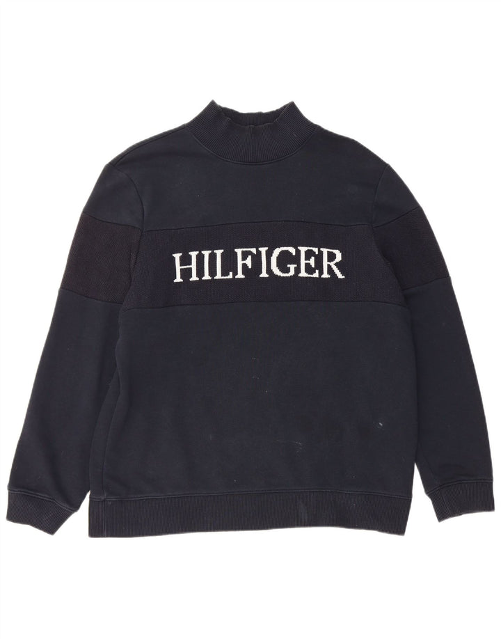 Felpa grafica da donna Tommy Hilfiger Maglione UK 14 cotone nero medio