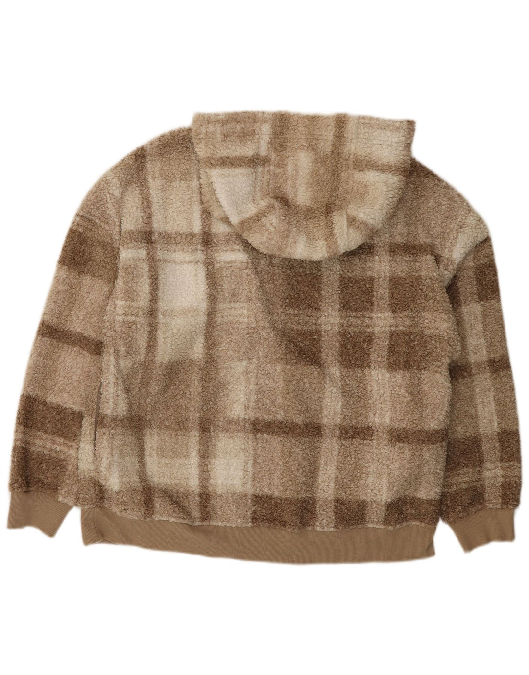 Maglione in pile da donna Marks & Spencer con zip e collo UK 14 a quadri marrone medio