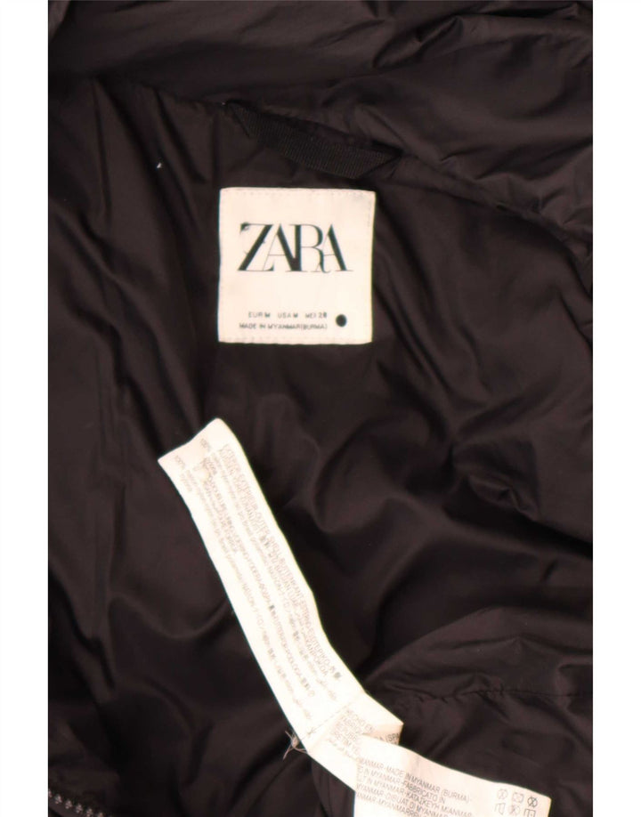 Giacca imbottita con cappuccio da donna Zara UK 14 nylon nero medio