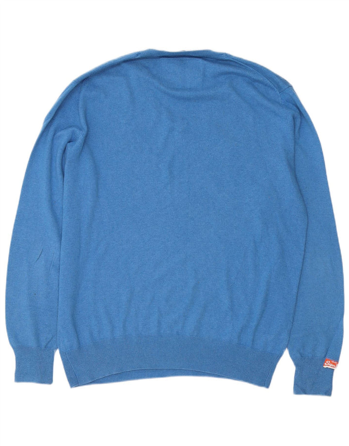 Maglione da uomo con scollo a V Superdry XL in cotone blu
