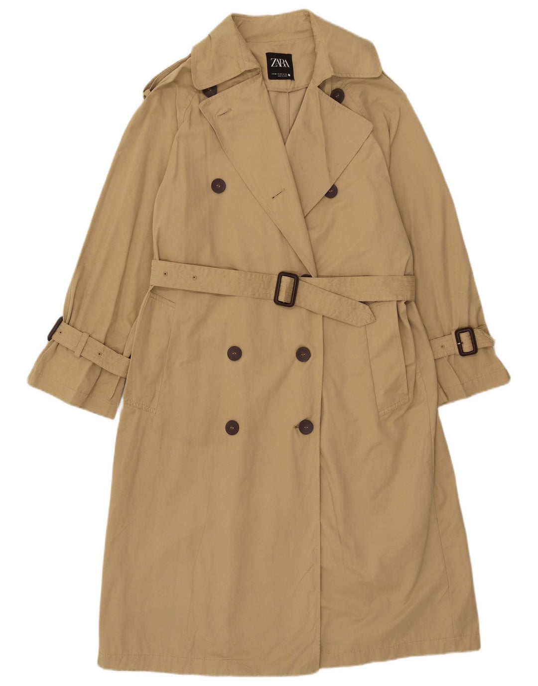 Trench oversize da donna Zara UK 6 XS Poliestere beige