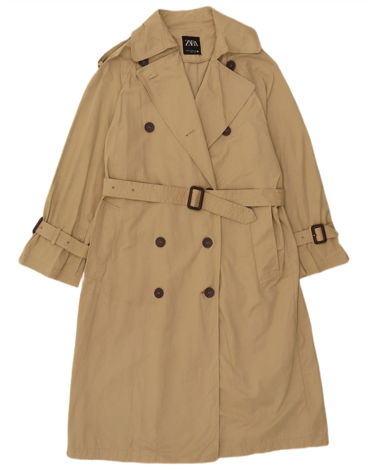 Trench oversize da donna Zara UK 6 XS Poliestere beige