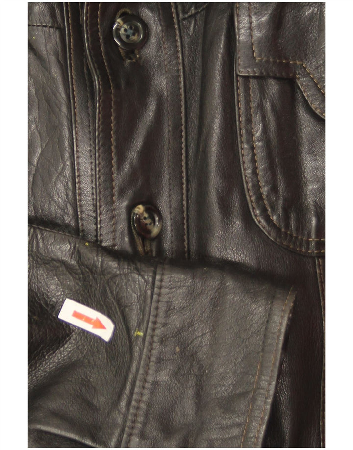 Giacca in pelle vintage da uomo UK 36 piccola nera