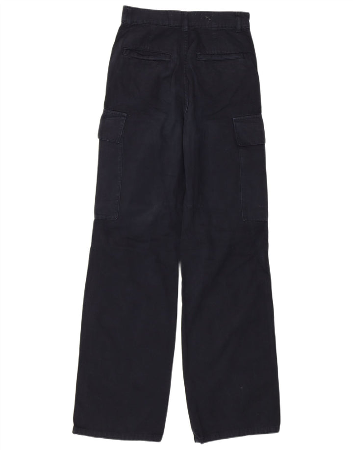 Pantaloni cargo Zara da donna a gamba larga a vita alta W22 L31 cotone nero