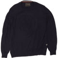 Guess Maglione da uomo con scollo a barchetta con grafica UK 40 Blu navy medio
