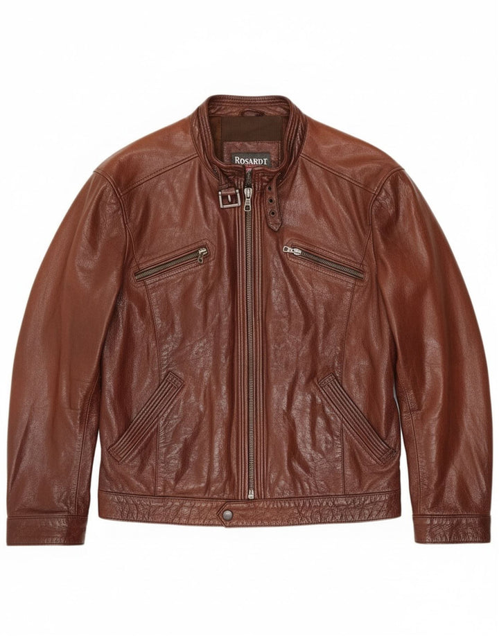 Giacca in pelle vintage da uomo UK 38 in pelle marrone medio
